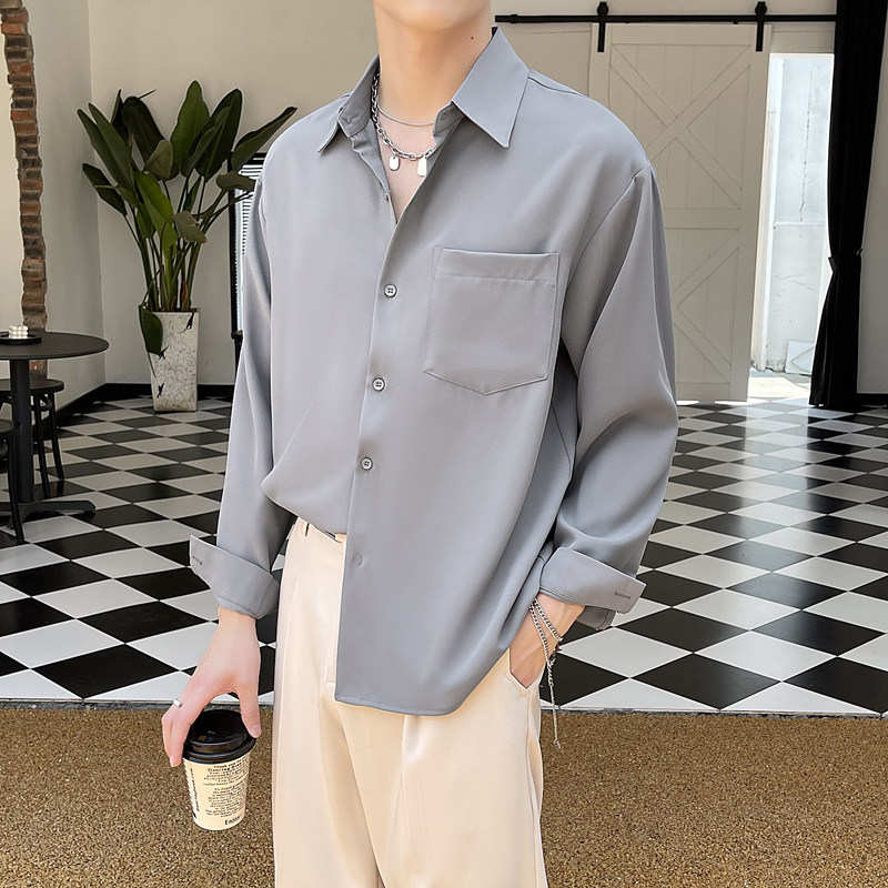 2025春夏新款纯色百搭轻熟风简约长袖衬衫落肩衬衣A202CS015P60图片