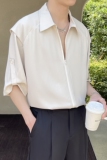 2025夏季高级感男士痞帅冰丝短袖衬衫轻熟风抖音A202CS718P60，男装T恤，星座1311（原A202）
