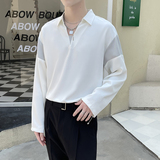 2025春夏新款男长袖衬衫轻熟风落肩拼接撞色套头衬衣A202CS113P60，男装衬衫，星座1311（原A202）