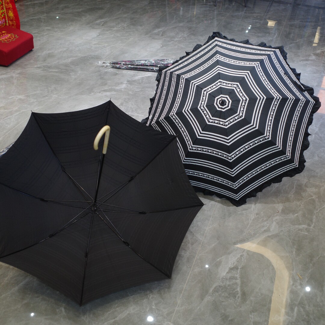 日本东京箱包品牌youshida黑白条纹经典长柄晴雨伞