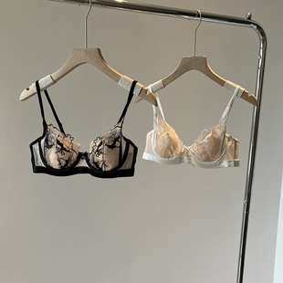 bra薄款 赫本风法式 性感兔耳朵内衣女大胸显小聚拢防下垂文胸套装