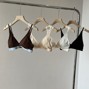 法式 透气小胸三角杯美背文胸聚拢深V性感胸罩bra 内衣女无钢圈薄款