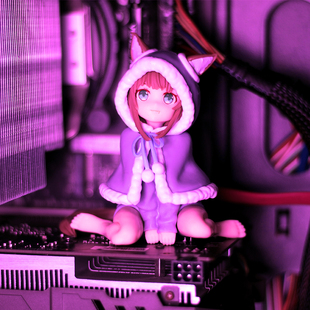 新款黄豆粉猫娘动漫手办模型摆件电脑桌面主机显卡机箱海景房装饰