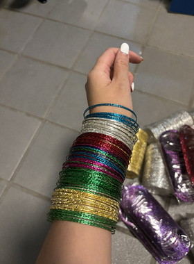 印度5元10只仿金色手镯环多层婚礼结婚纱照影楼拍戏女士电影刻花