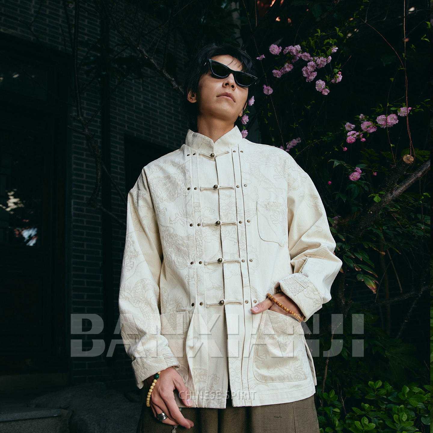 半闲集春季新款＜白龙王＞唐装外套男装白色道袍新中式国潮上衣棉