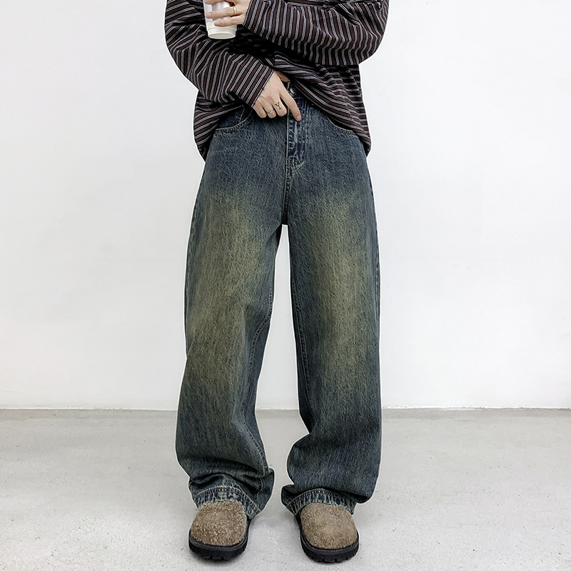 美式复古垂感水洗牛仔裤男款