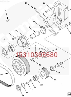 悍马323单钢轮压路机康明斯配件皮带170627 178684零件