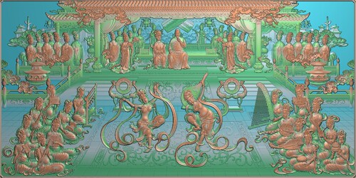 盛世年华东阳木雕工艺品挂件挂屏手工雕刻扫描图精雕图