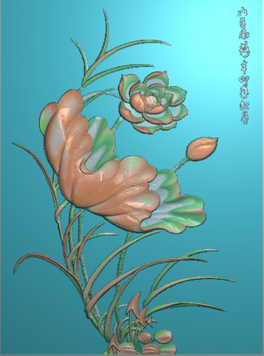 小荷花东阳木雕工艺品挂件挂屏手工雕刻扫描精雕图