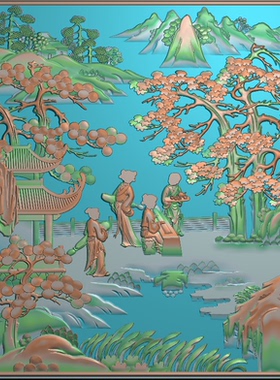 山水人物顶箱柜东阳木雕工艺品挂件家具挂屏屏风精雕图