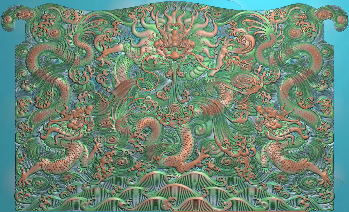 精雕图浮雕真龙 水龙背中 动物灰度图东阳木雕工艺品挂件手工雕刻