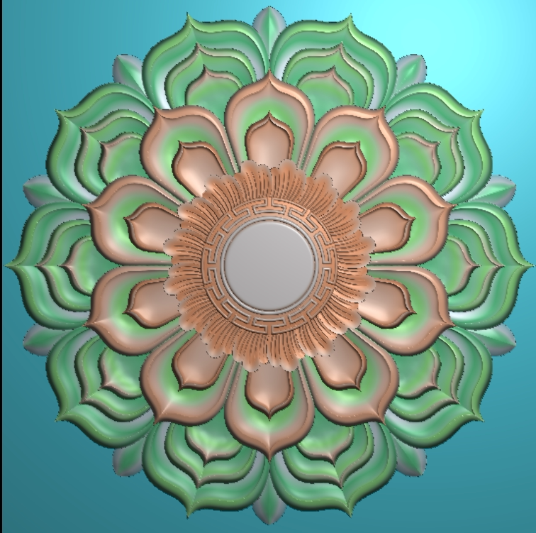 中间圆形莲花瓣改1东阳木雕古建雕刻扫描精雕图