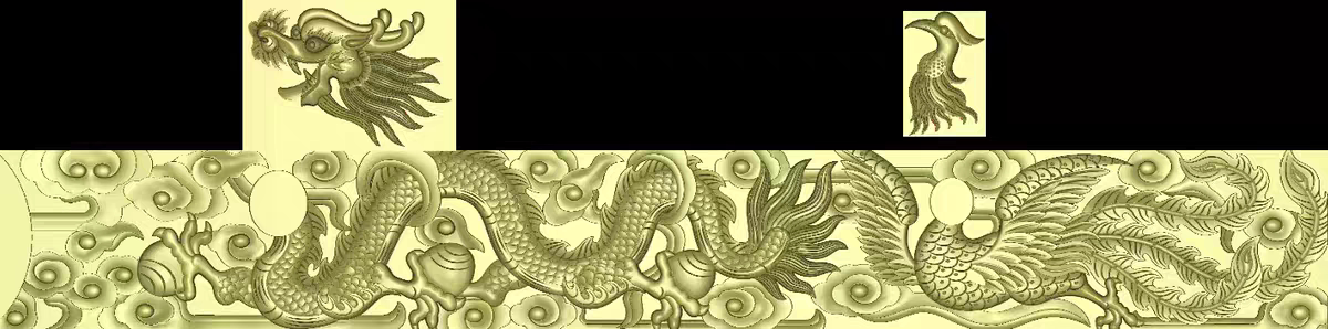 精雕图浮雕藏式真龙 龙凤顶板帽设计素材/源文件
