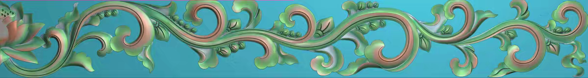 精雕图浮雕洋花 藏式莲花香草V2D/3D绘图