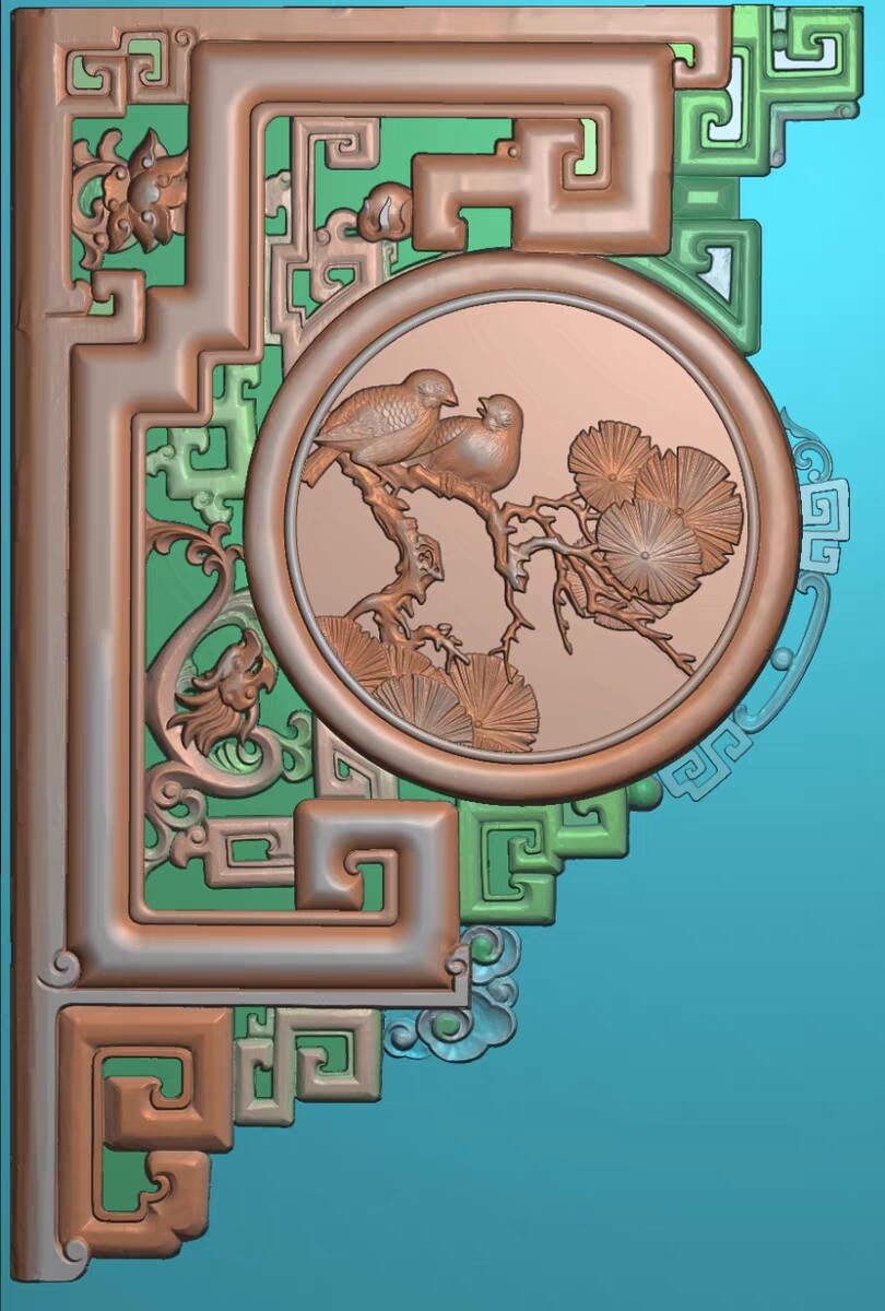 精雕图古建牛腿花鸟 牛框1qr 东阳木雕工艺品挂件挂屏屏风手工
