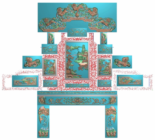 精雕图浮雕精品 狮子麒麟办公椅子 动物灰度图东阳木雕藏式图石雕