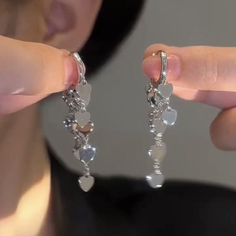 气质简约爱心流苏耳扣高级感精致耳钉