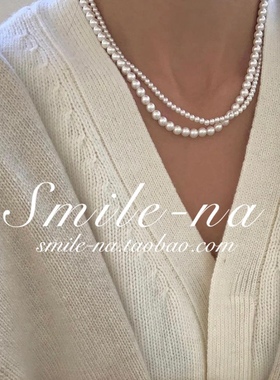 韩国进口925纯银贝珠项链女