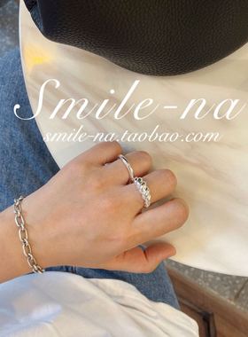 韩国进口设计师款纯银实心戒指