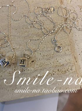 韩国进口纯银可刻字吊坠锁骨项链