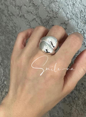 韩国进口925纯银宽面时尚小众款开口百搭戒指冷淡风指环女