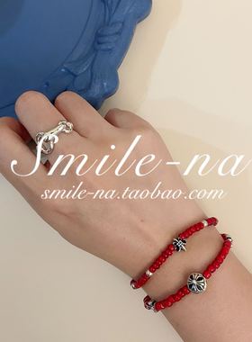 diy韩国进口纯银朋克风做旧手环