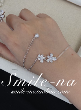 小众设计师款纯银立体双生花手链