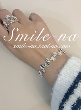 纯银重工实心拼接不规则手链手环