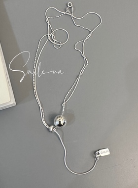 银色项链925纯银双层韩国