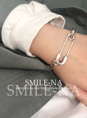 韩国进口纯银设计师款回形针手链