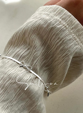 韩国进口小众款925纯银立体蝴蝶结蛇骨链条可爱时尚手链手环