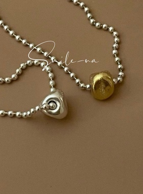 韩国小众不规则吊坠项链925纯银