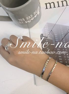 韩国ins925纯银冷淡风扁豆手镯