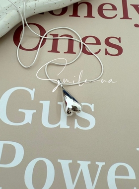 韩国进口S925纯银小众设计倒挂爱心造型时尚百搭蛇骨项链锁骨链女