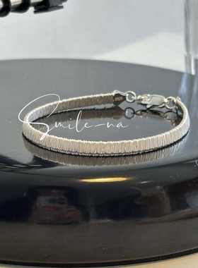 韩国进口小众设计S925纯银编织拉丝质感绕线手链女百搭手环手饰