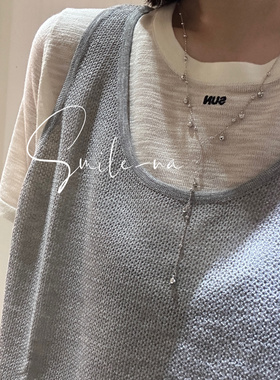 韩国进口小众S925纯银不规则银球圆球时尚Y字项链流苏链条项链