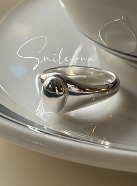 韩国进口S925纯银小众设计款简约百搭不规则几何银豆豆戒指指环女