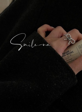 蝴蝶结复古做旧925纯银戒指