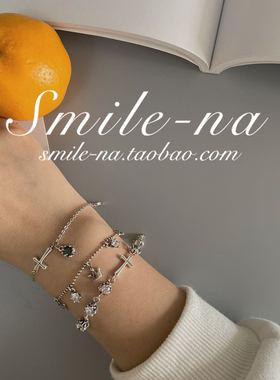 韩国进口十字架镶钻皇冠拼接银珠