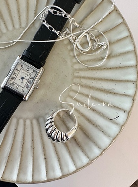 小众设计925纯银欧美牛角包韩国