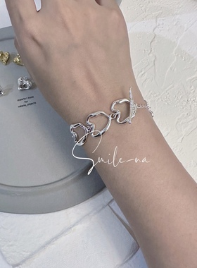 手链爱心手链韩国925纯银拼接