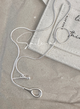 韩国进口小众设计925纯银OT扣时尚简约蛇骨链条锁骨链项链女