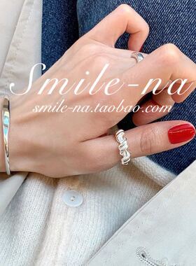 韩国进口925纯银麻花缠绕戒指