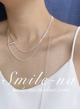 东大门韩国设计师款纯银双层项链
