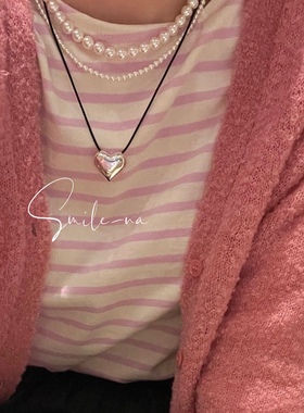 时尚小众925纯银大爱心项链