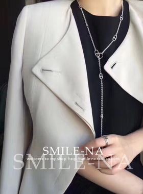 韩国进口纯银猪鼻子长串毛衣链