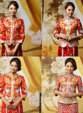 金银线龙凤褂出租 新娘结婚旗袍 试穿敬酒服长款 秀禾服中式 礼服