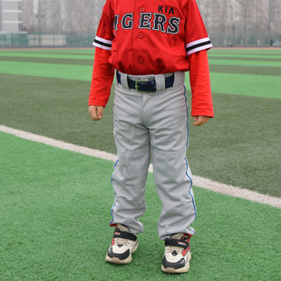垒球TEAMWORK厚款灰色儿童成人收口棒球裤补强彩色裤线运动比赛