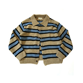 毛衣开衫 SOUTHPAW 新品 青年日常绒亲休闲翻领条纹长袖 1男装 店秋季