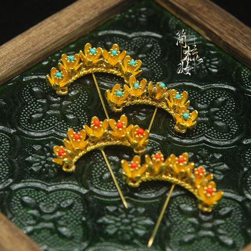 简梳妆BJD古装头饰项链发簪璎珞手工自制4分3分古风新品蓝橙排簪